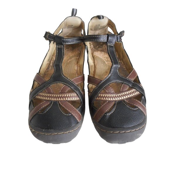 JBU Jambu Sz 9.5 Charley Strappy Sandals Vegan / Leather hook loop close Black - Picture 1 of 12